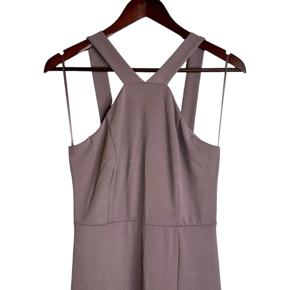 Birdy Grey Gene Dress Dark Mauve Halter Maxi Floor Length Slit Lined Medium - Picture 4 of 12